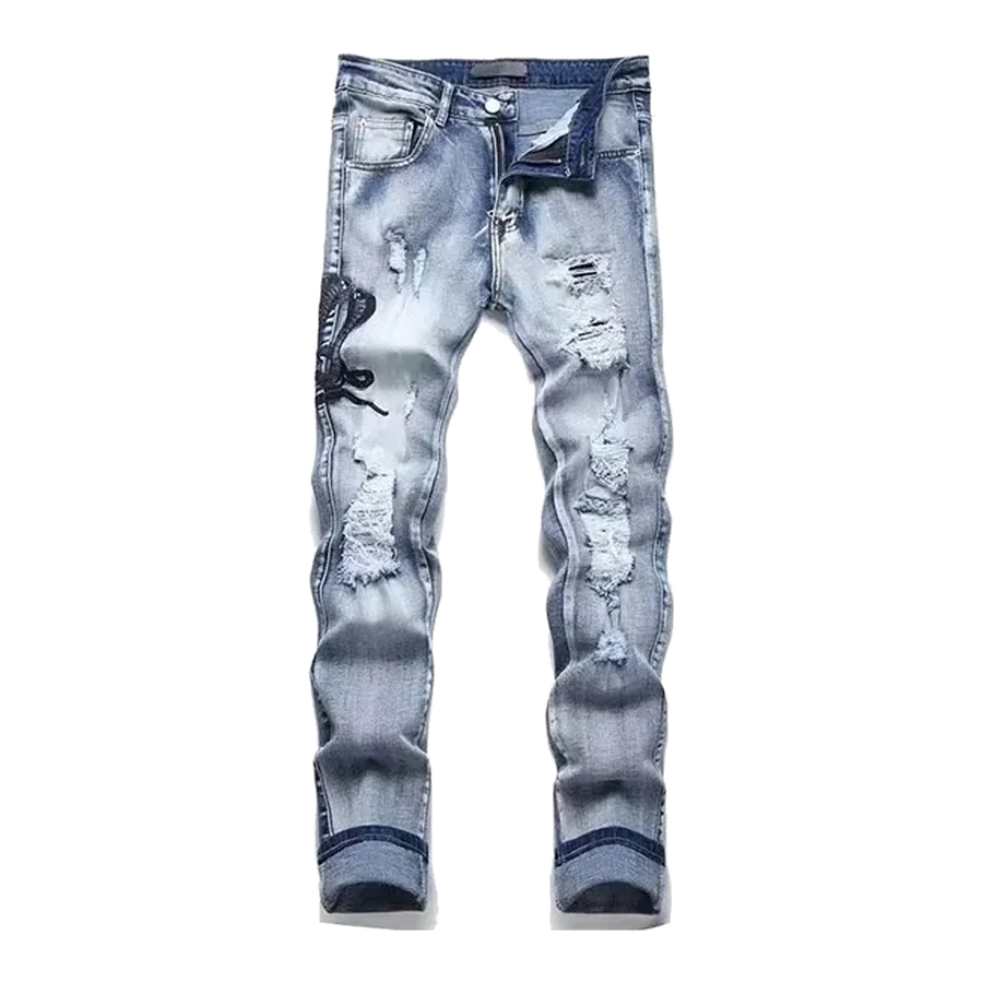 Amiri Light Wash Distressed Cobra Jeans