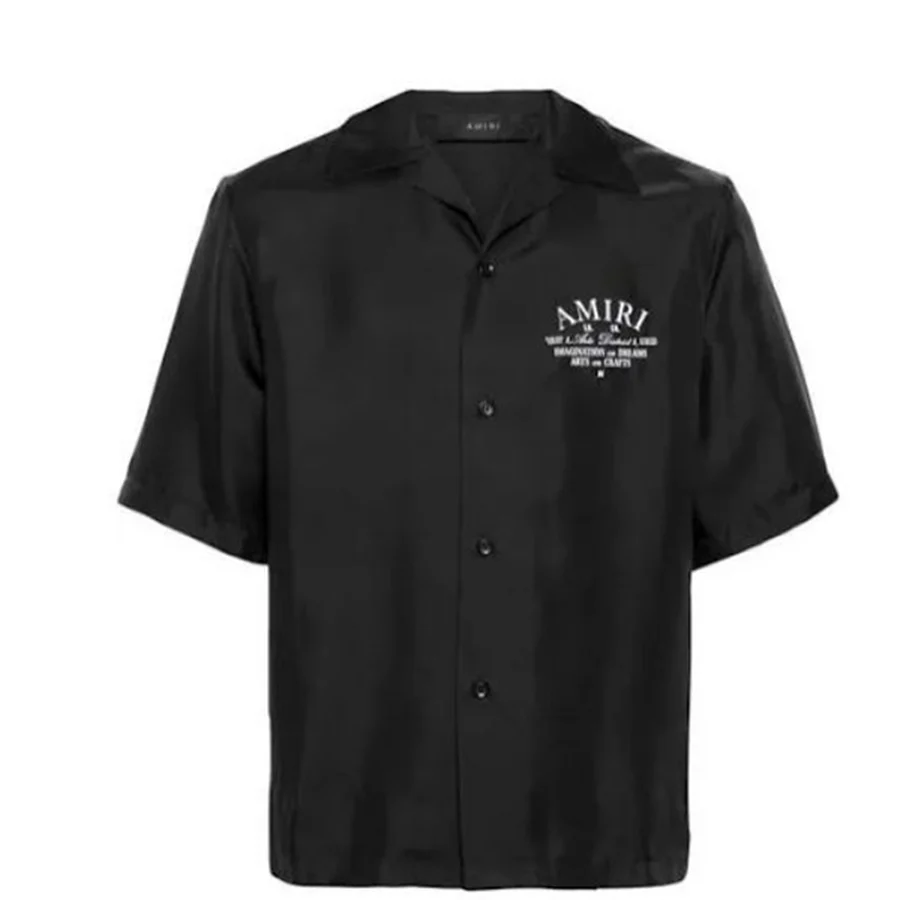 Light Blue, White All-Over Monogram Print Shirt — Black
