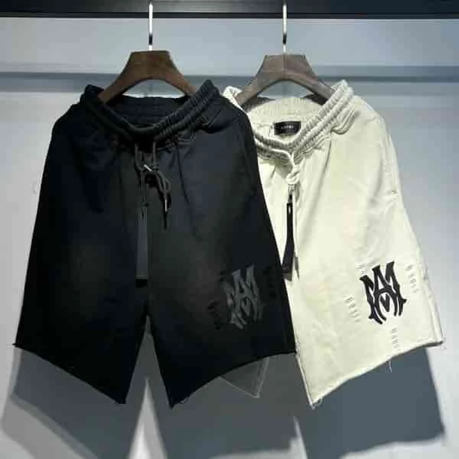 Amiri Black, White Monogram Logo With Distressed Details Shorts