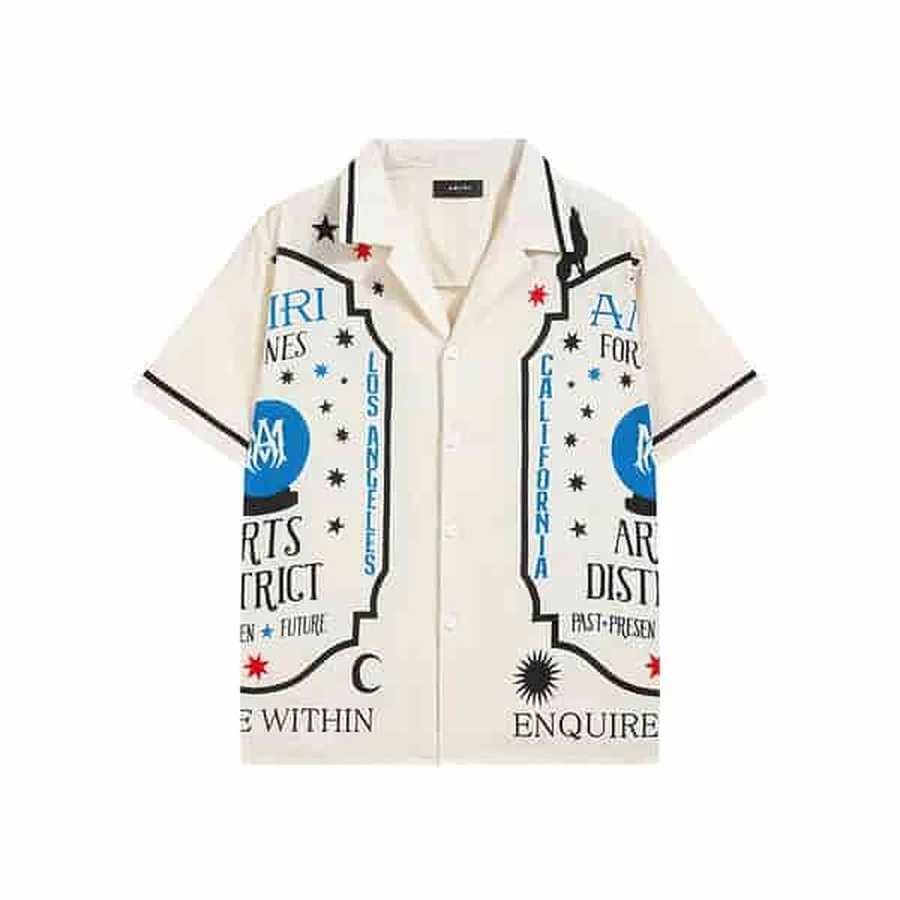 Amiri Cream, Blue Tarot Card Style Graphic Shirt