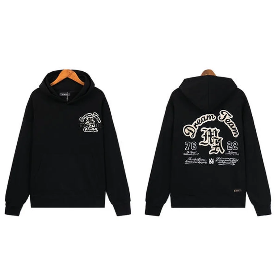 Amiri Black Varsity Style Collegiate Graphics Hoodie