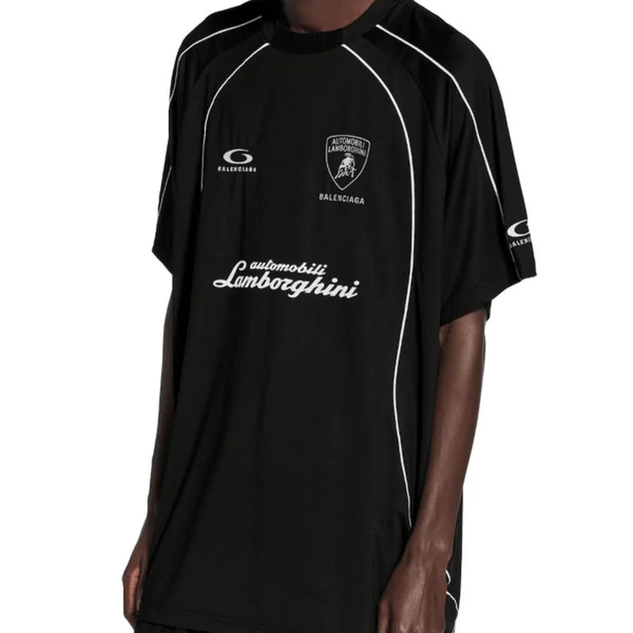 Balenciaga Black Lamborghini Collaboration Racing Jersey T-Shirt