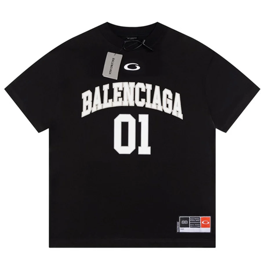 Black Arched Varsity Text 01 T-Shirt — Black