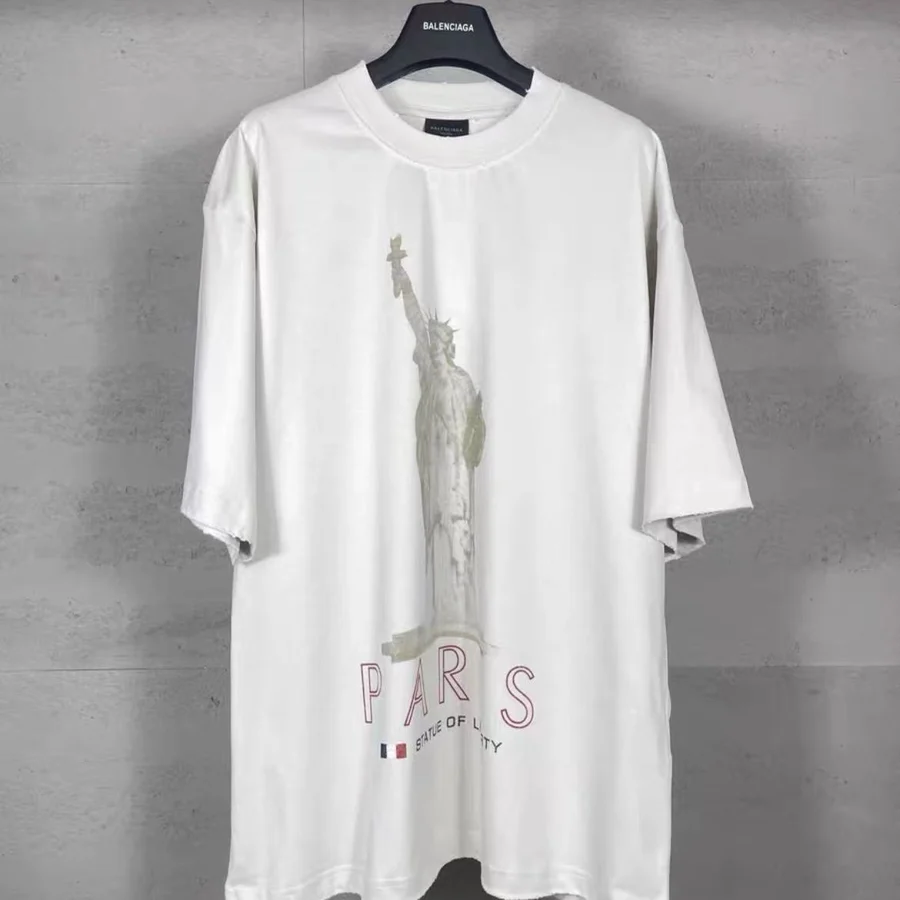 Balenciaga White Statue Of Liberty Graphic T-Shirt