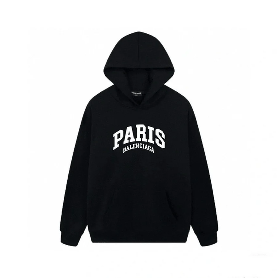 Balenciaga Black Arched Collegiate Text Hoodie