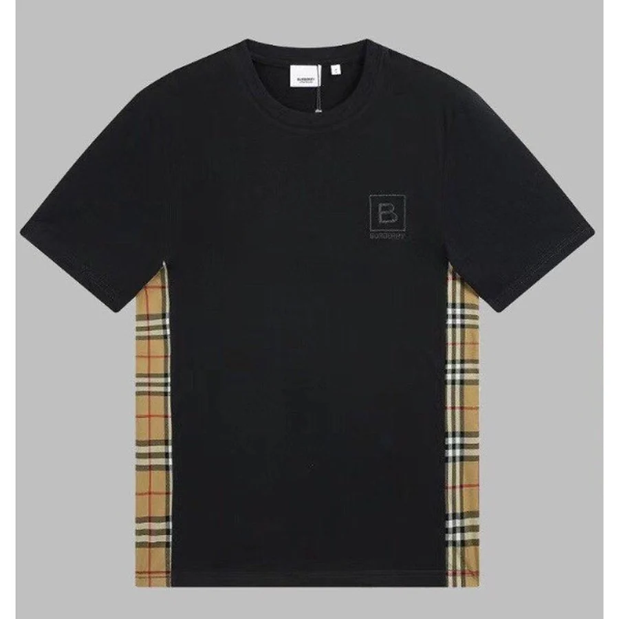 Burberry Black Checkered Side Panels T-Shirt