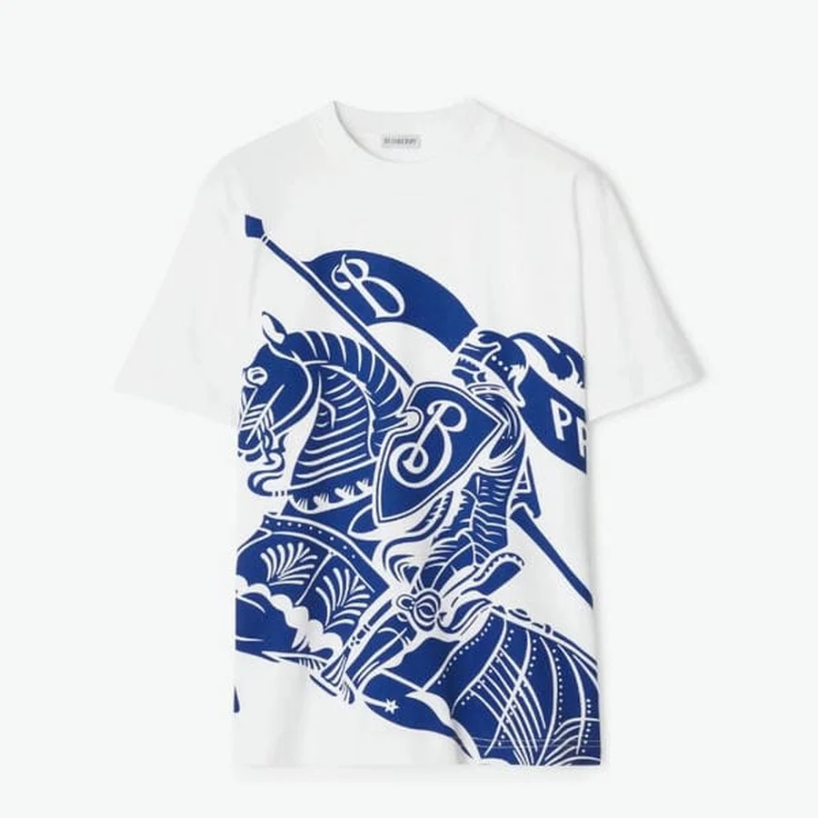Burberry White, Blue Large Knight On Horse T-Shirt