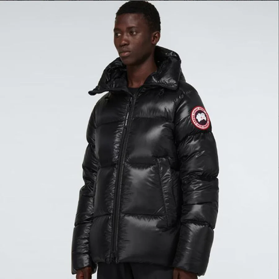 Grey Quilted Puffer Hooded Jacket Jacket — Black