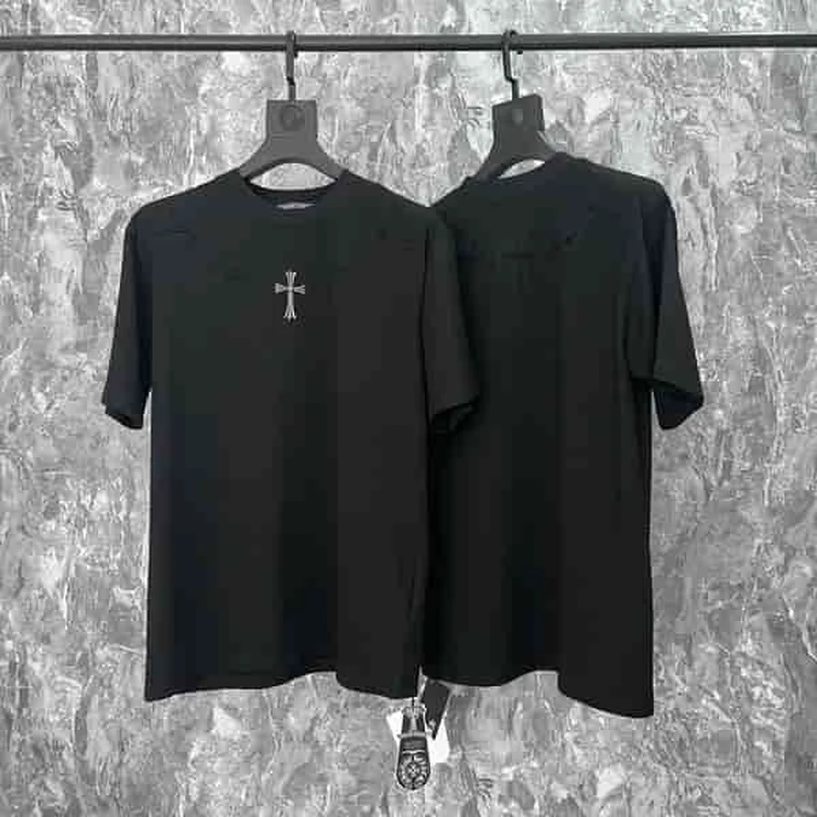 Chrome Hearts Black Small Silver Cross Chest T-Shirt