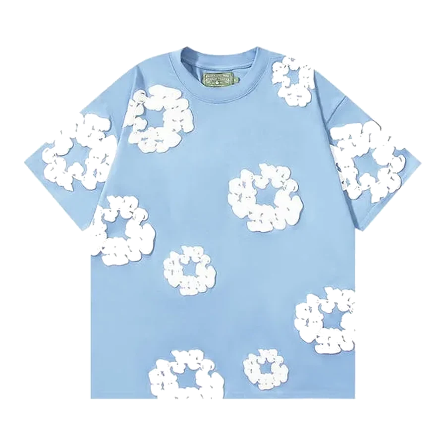 Denim Tears Light Blue Cotton Flower Wreath T-Shirt