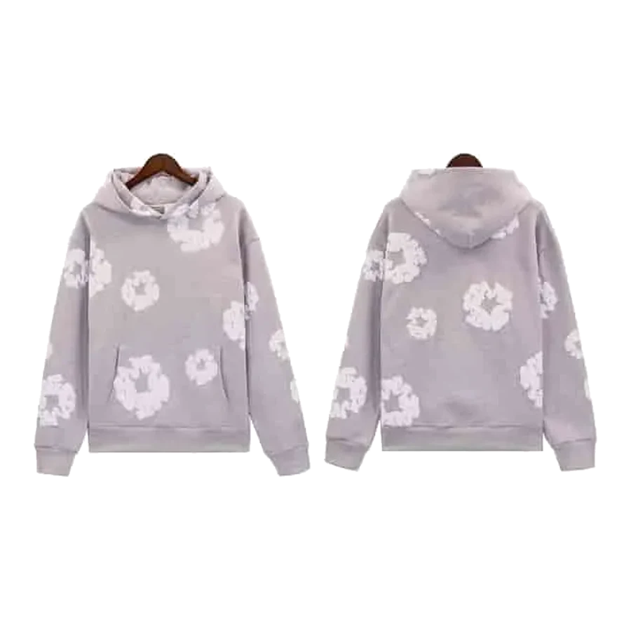 Denim Tears Grey Floral Wreath Print Hoodie