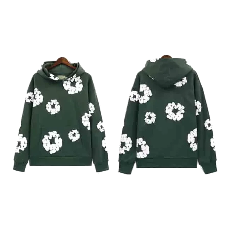 Denim Tears Green Wreath Print Cotton Hoodie