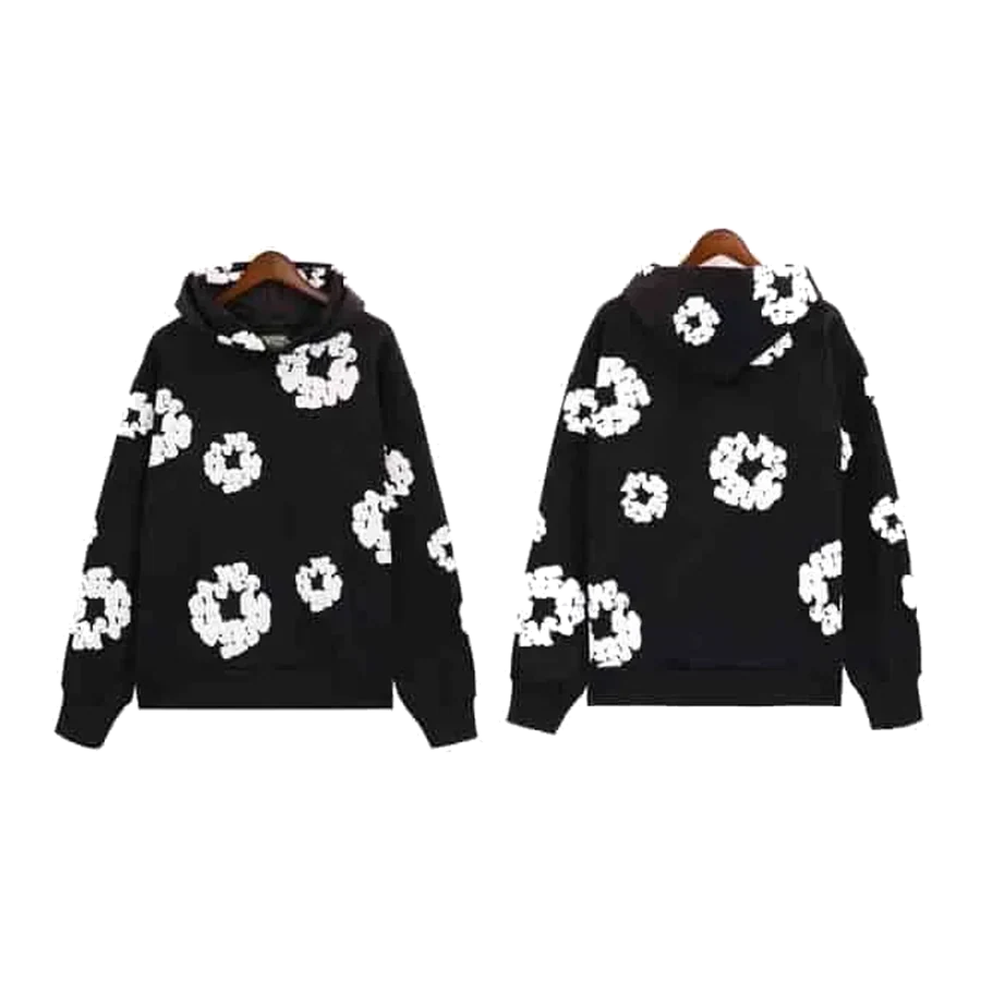 Denim Tears Black Wreath Print Graphic Hoodie