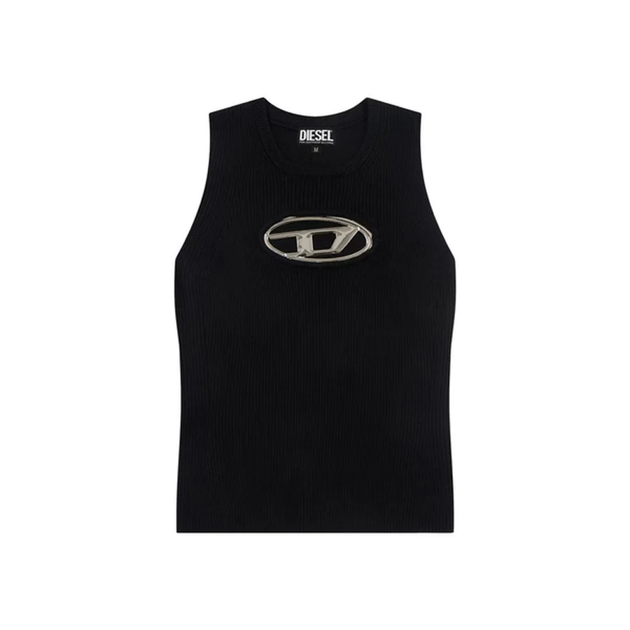 Diesel Black Metallic Oval Logo Cutout T-Shirt