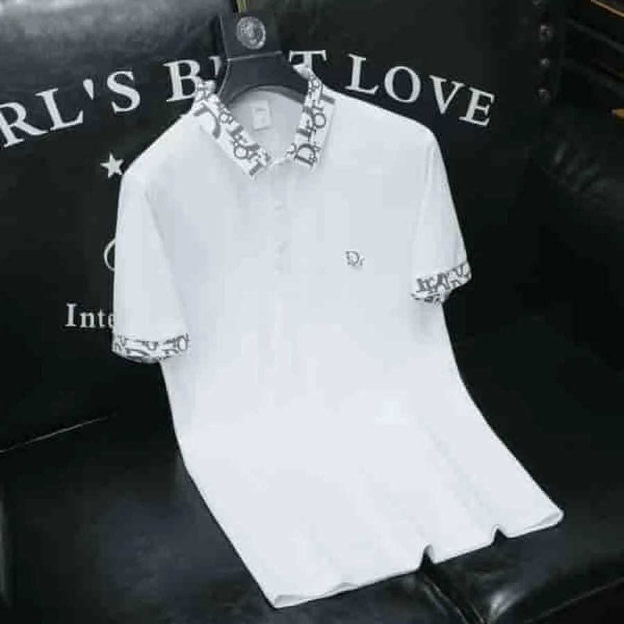 Dior White Monogram Collar And Cuffs Polo