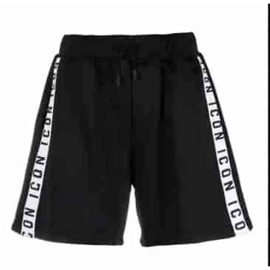 DSQUARED2 Black Branded Side Stripe Tape Shorts