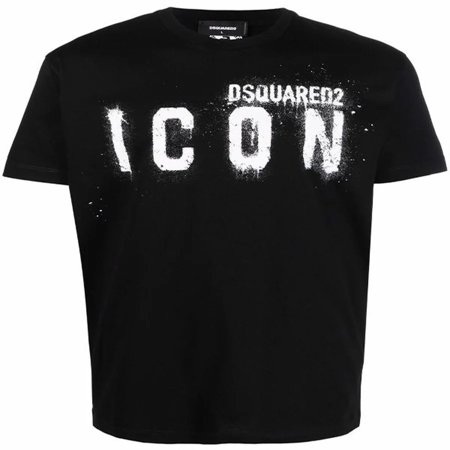 White, Pink Blurred Motion Text Graphic T-Shirt — Black