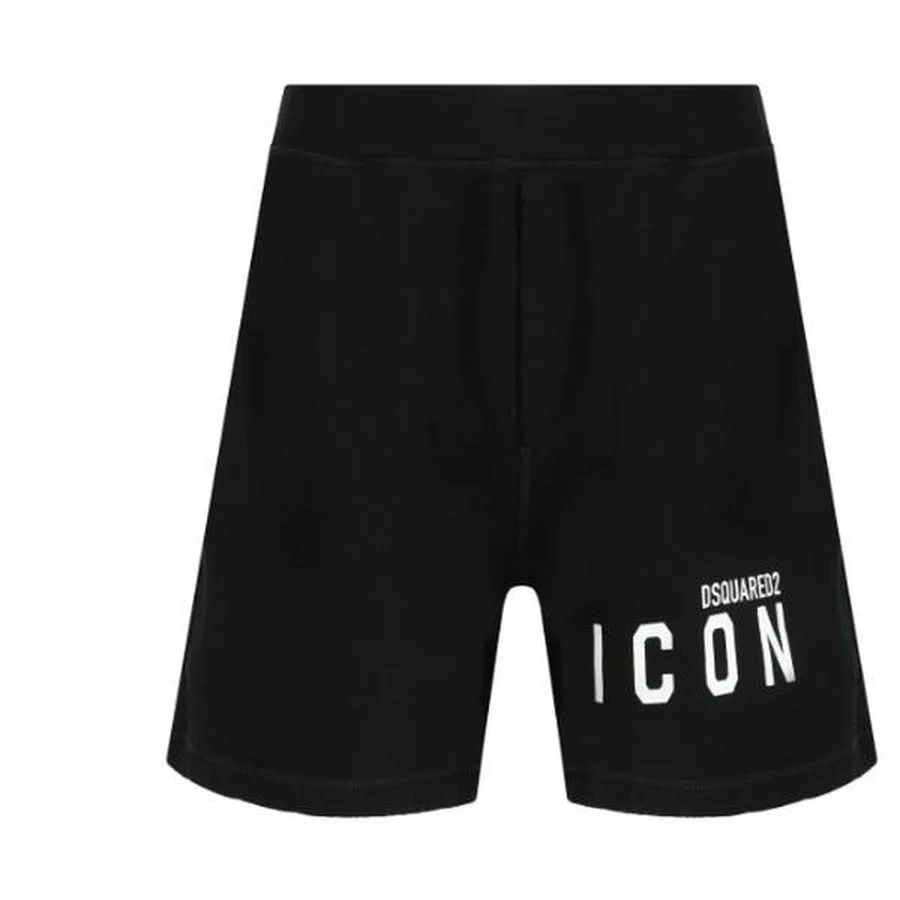 Black Logo Print Sweat Shorts Shorts — Black
