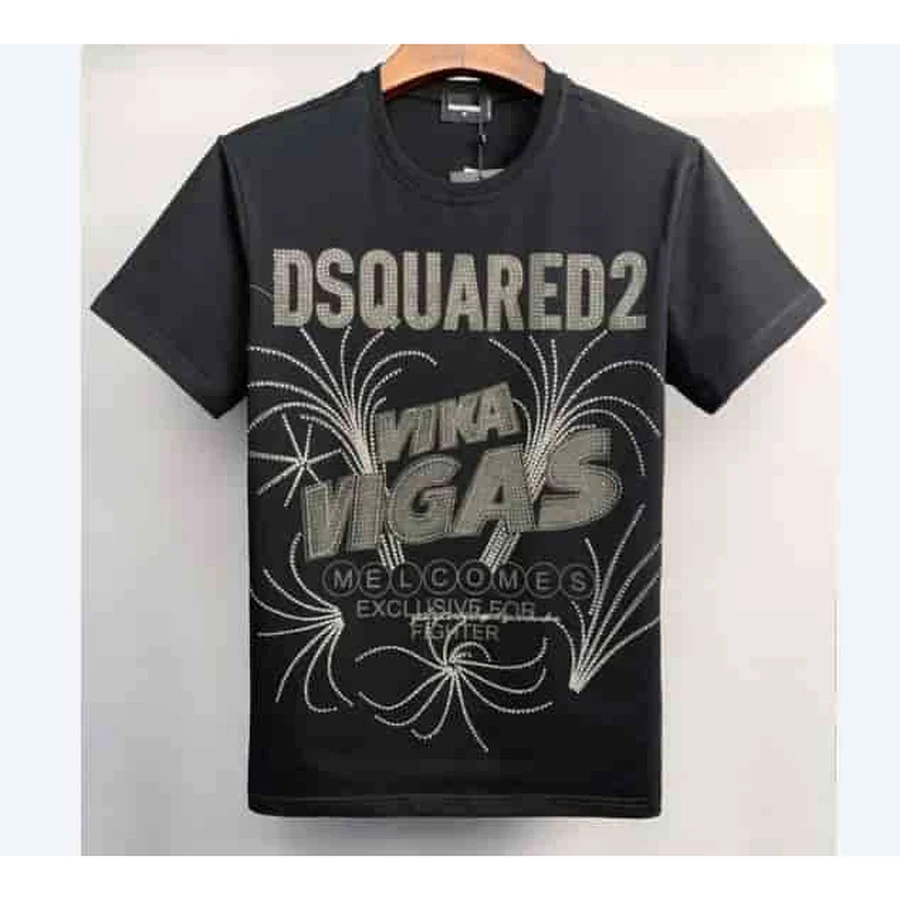 DSQUARED2 Black Graphic Rhinestone Firework T-Shirt
