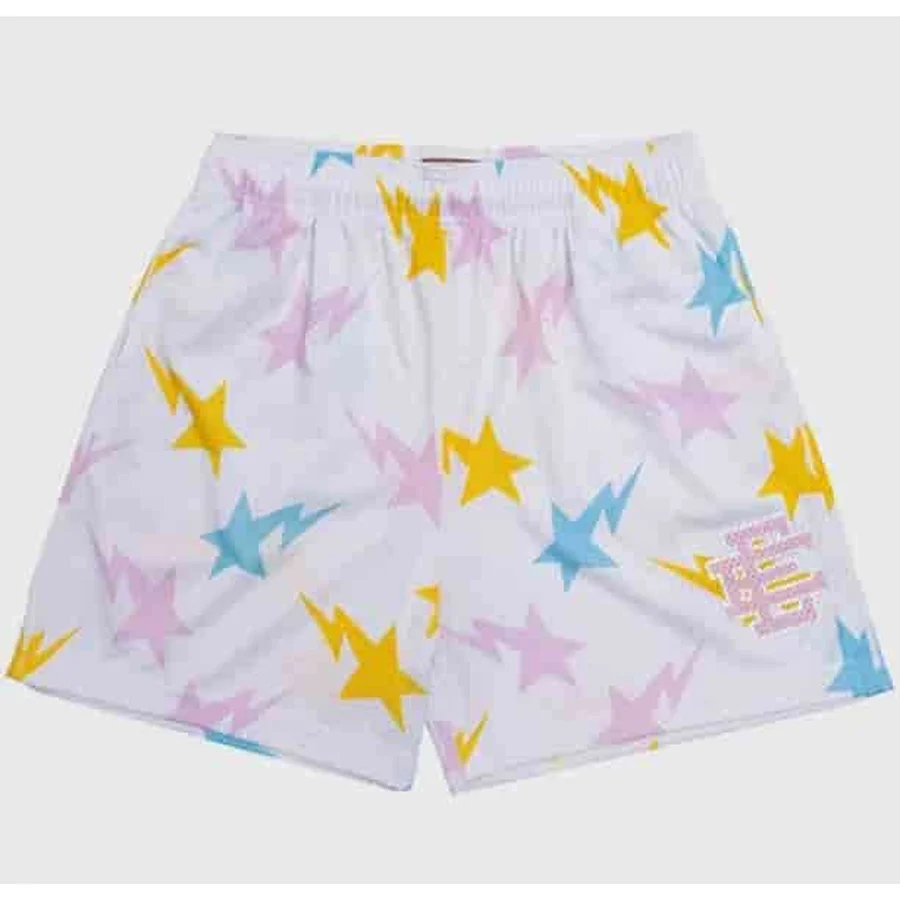 Eric Emanuel White Multi-Color Star And Lightning Pattern Shorts