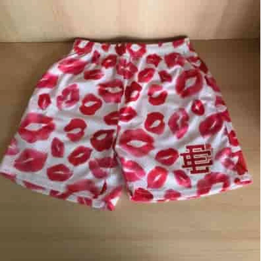 Eric Emanuel White Red Lip Print Pattern Shorts