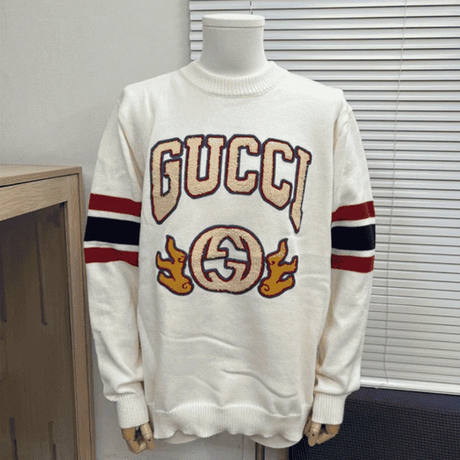 Tan, Black All-Over Interlocking Gg Monogram Sweater — Cream, Red, Navy