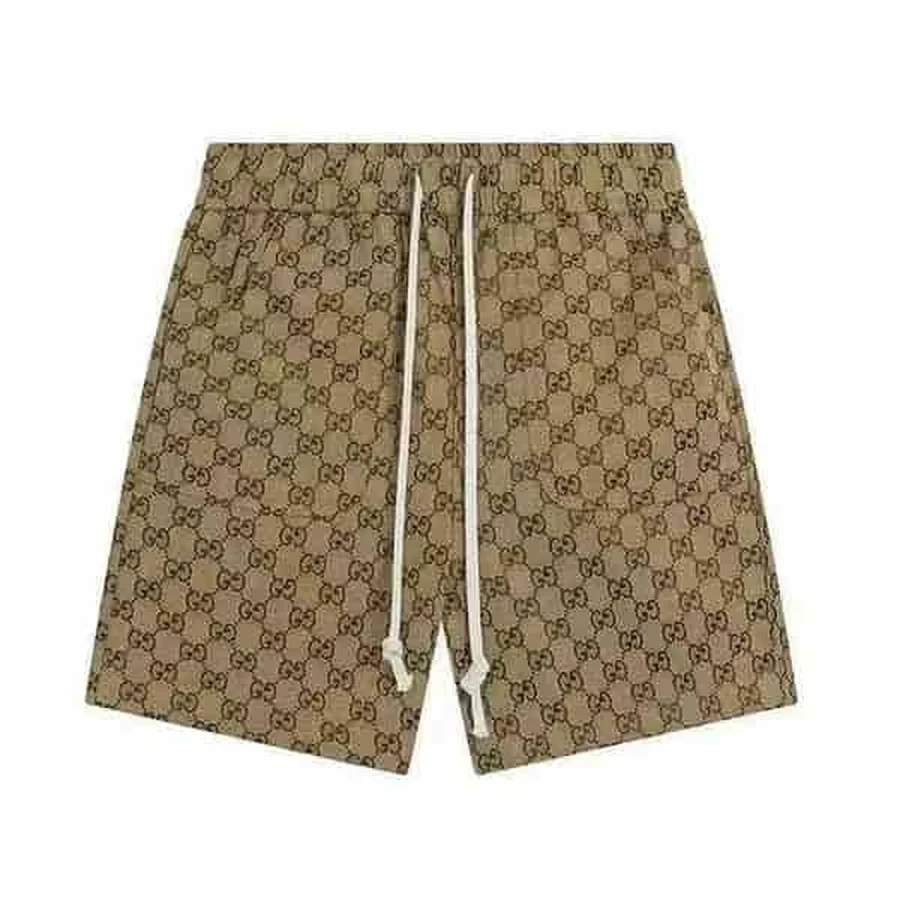 Gucci Beige Allover Monogram Logo Print Shorts
