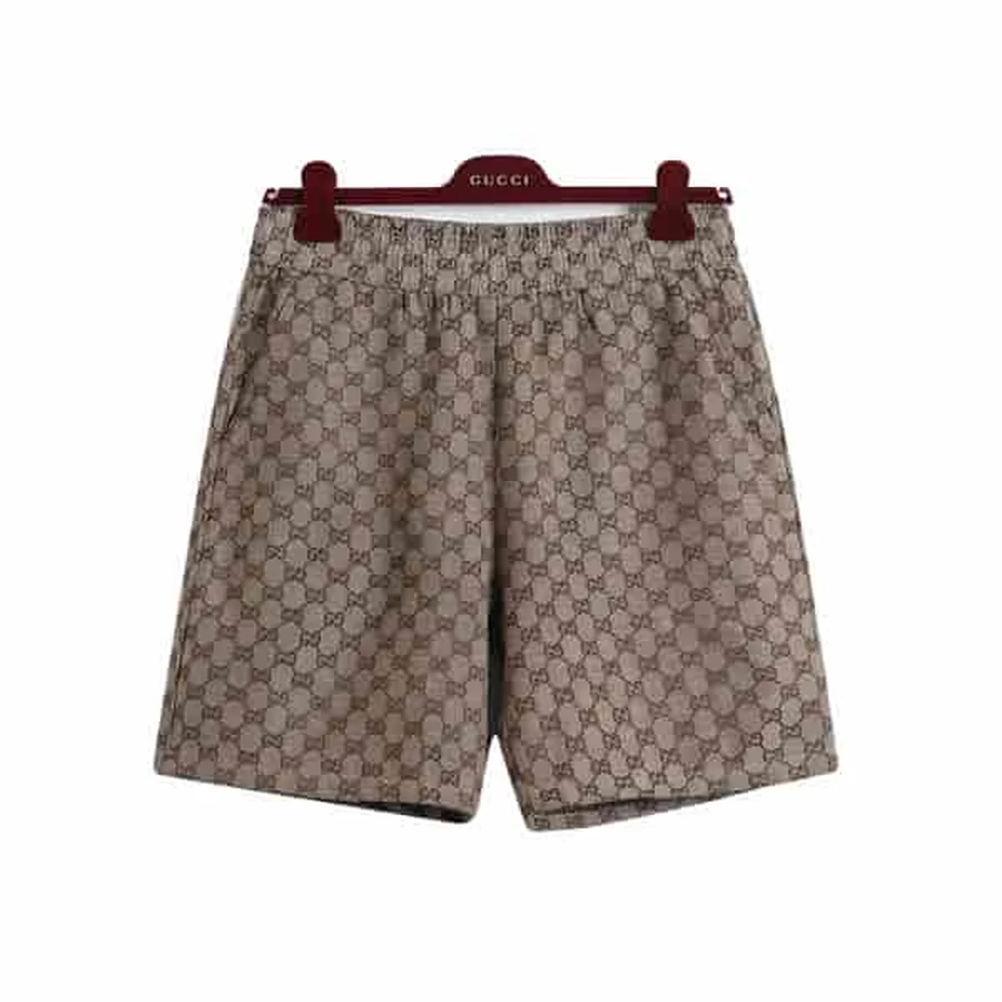 Beige, Brown All-Over Gg Monogram Print Shorts — Beige, Brown