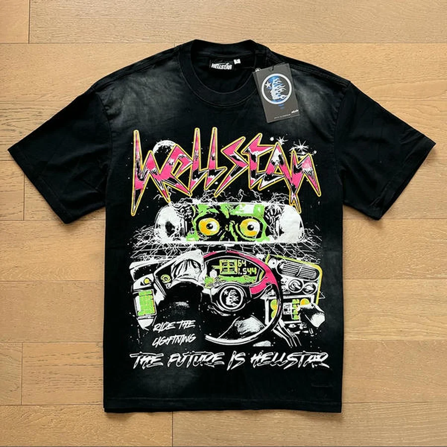 Hellstar Black Zombie Driving Car Graphic T-Shirt