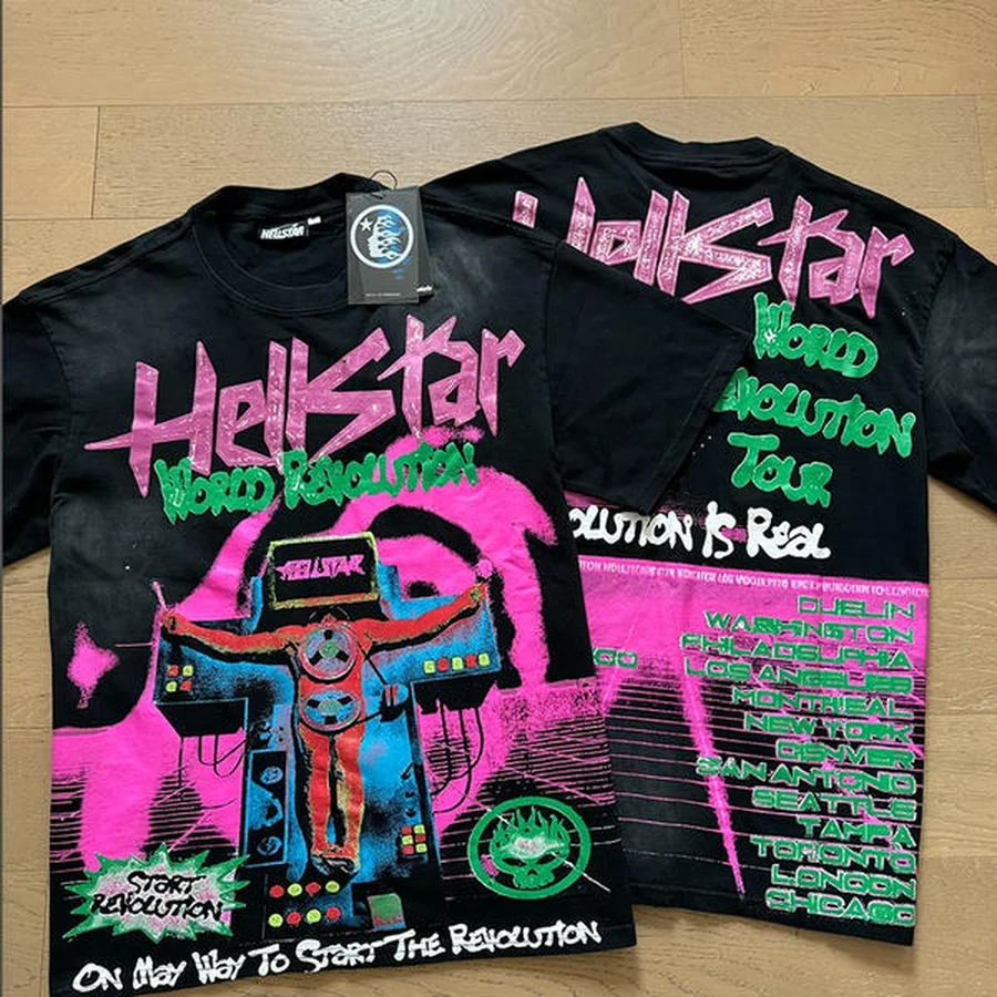 Hellstar Black Graphic Tour Shirt With Cross T-Shirt