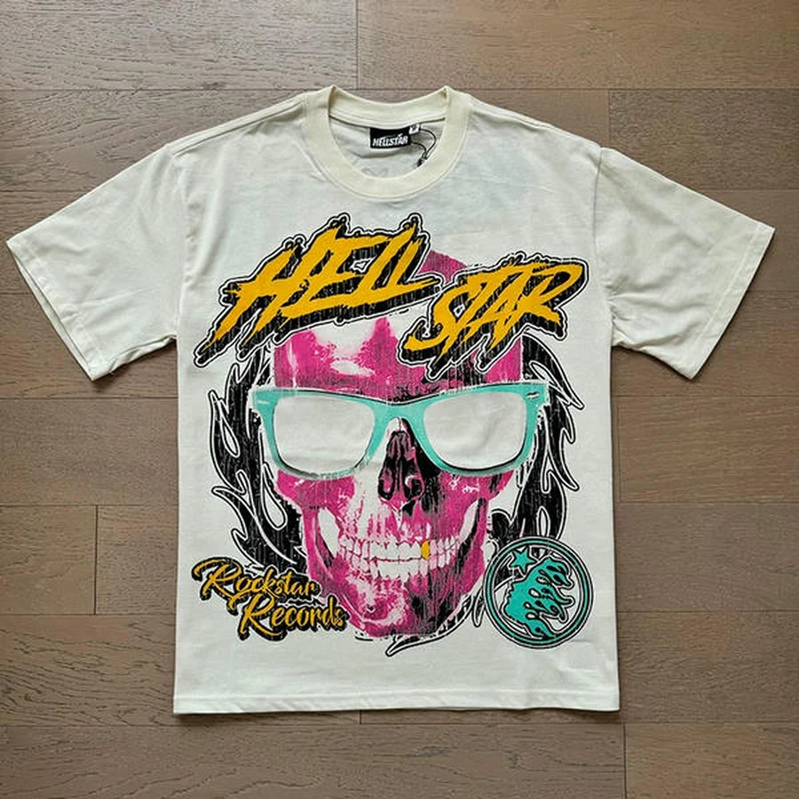 Hellstar Cream, Pink Pink Skull Wearing Glasses T-Shirt