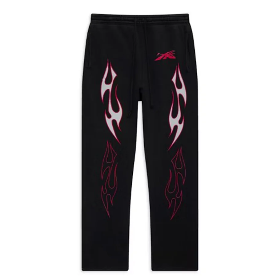 Black Tribal Flame Graphics Sweatpants — Black