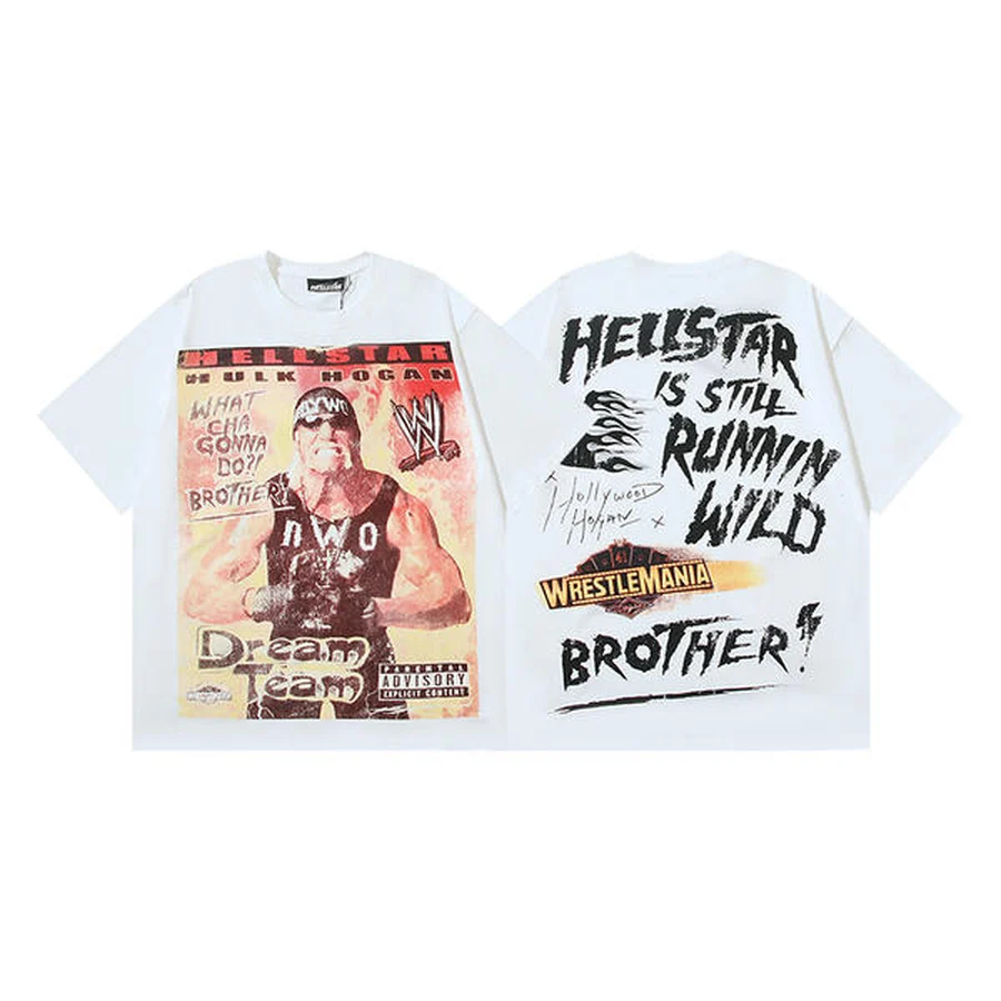 Hellstar White Hulk Hogan Wrestling Graphic T-Shirt