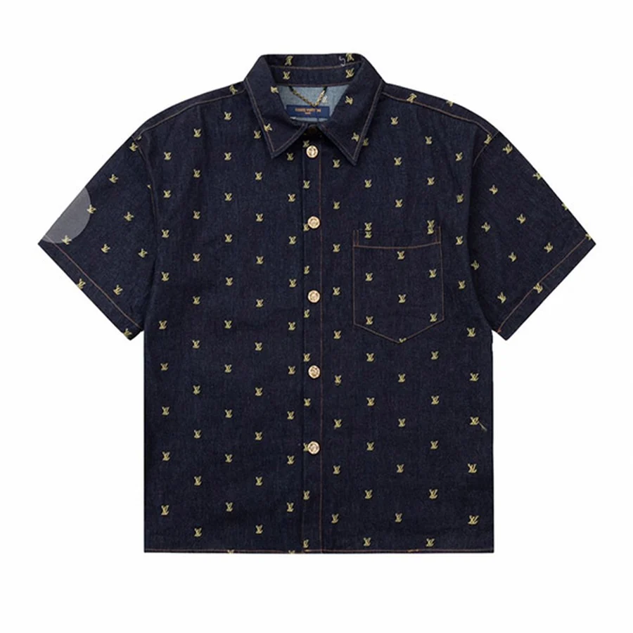 Louis Vuitton Dark Blue Monogram Denim Short Sleeve Shirt