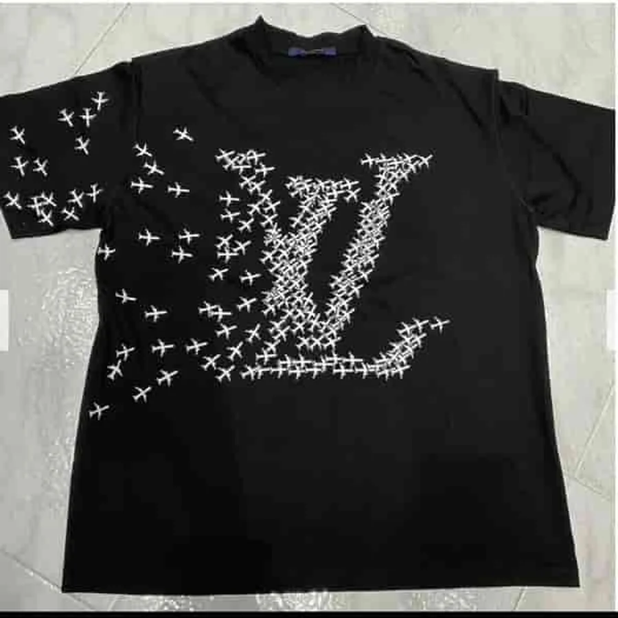 Black Lv Logo Made Of Airplanes T-Shirt