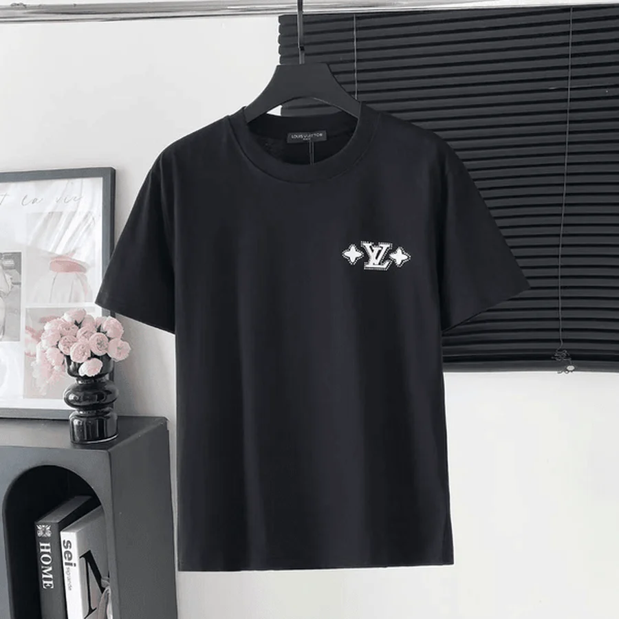 Louis Vuitton Black Small Chest Logo With Stars T-Shirt