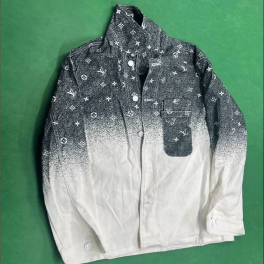 Louis Vuitton Black, White Monogram Gradient Spray Effect Jacket