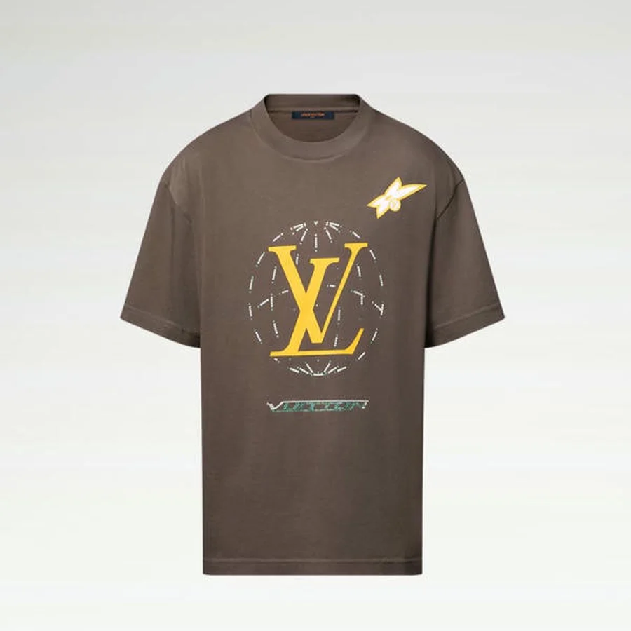 Brown Lv Globe Graphic T-Shirt