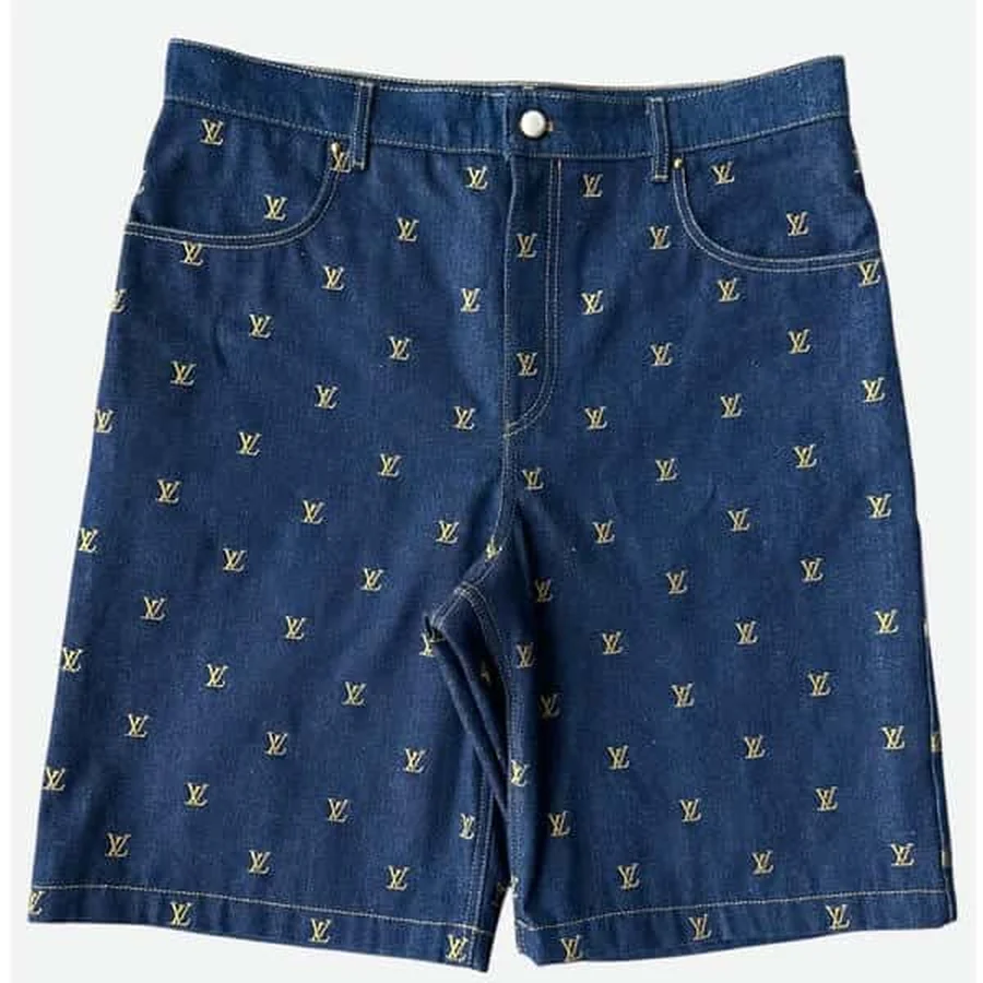 Louis Vuitton Blue All-Over Monogram Embroidery Shorts
