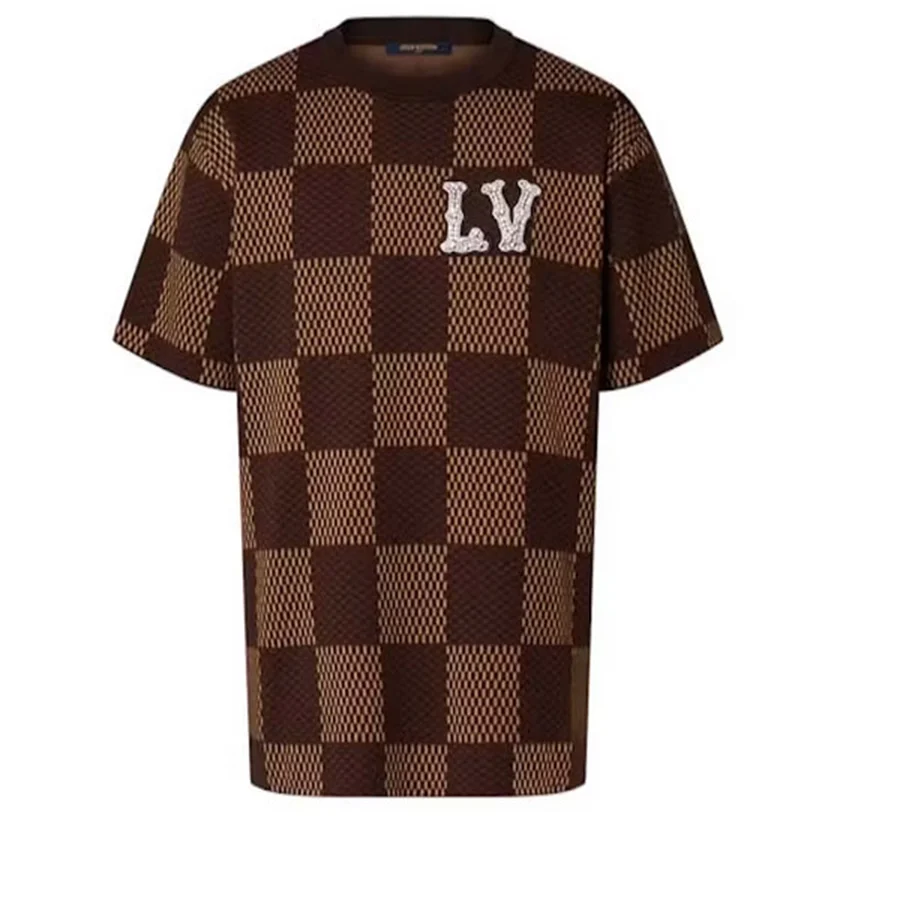 Louis Vuitton Brown, Tan Checkered Pattern With Initials T-Shirt