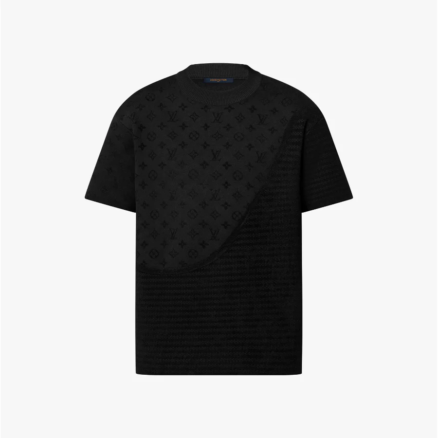 Louis Vuitton Black Monogram And Ribbed Texture T-Shirt