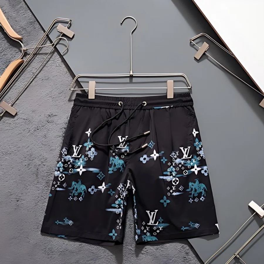 Louis Vuitton Black, Blue, White Monogram With Horse Graphics Shorts