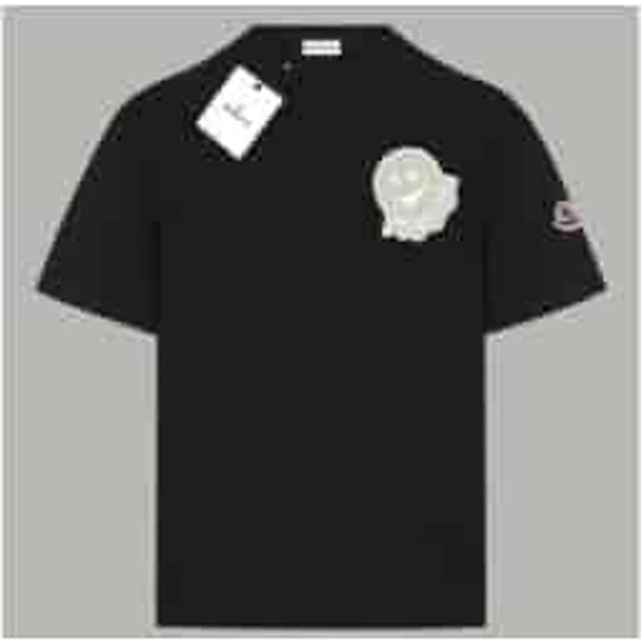 White Small Chest Logo Patch T-Shirt — Black