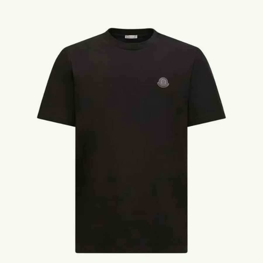 White Minimalist Chest Logo Patch T-Shirt — Black