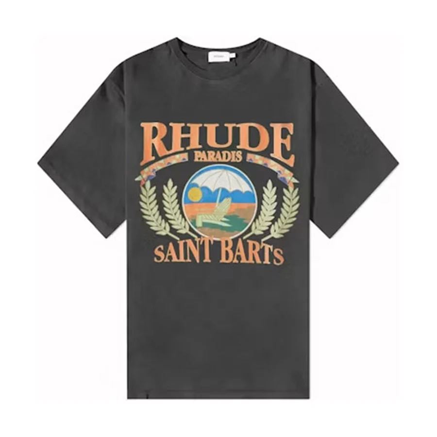 Rhude Charcoal Tropical Beach Graphic T-Shirt