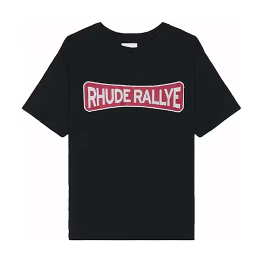 Rhude Black Centered Rallye Logo Graphic T-Shirt