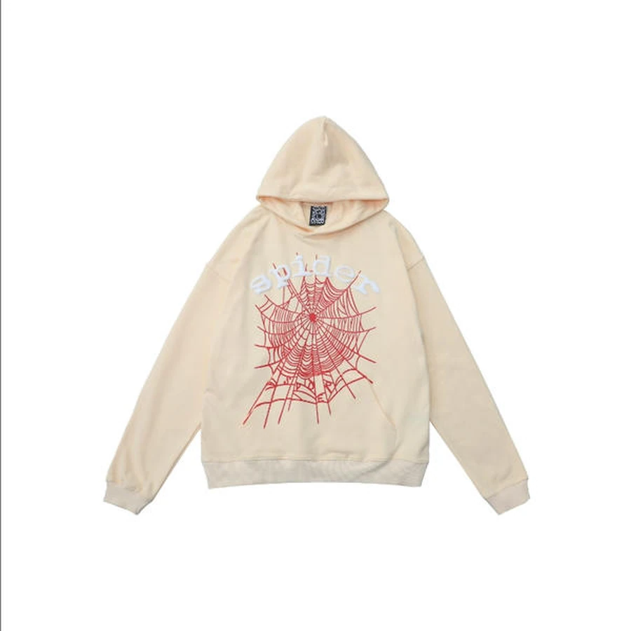Sp5der Cream Spider Web Graphic Hoodie