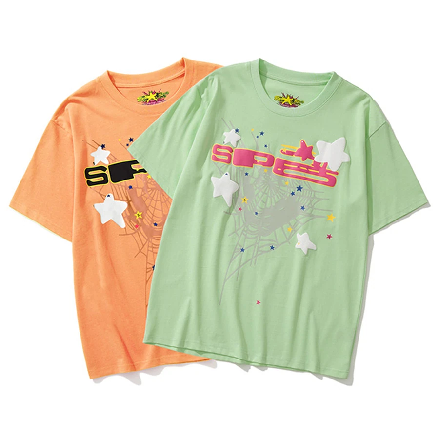 Sp5der Multi-Color Spider Web Star Spider Graphic T-Shirt