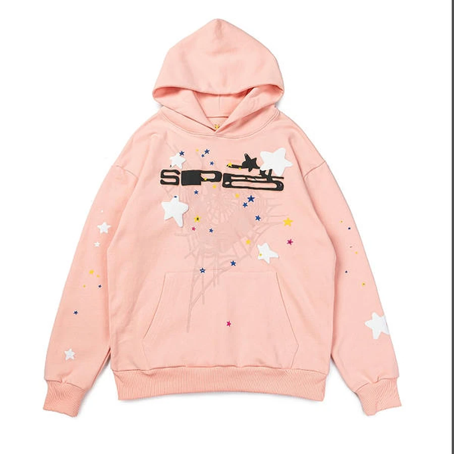 Sp5der Pink Star Graphic Web Hoodie
