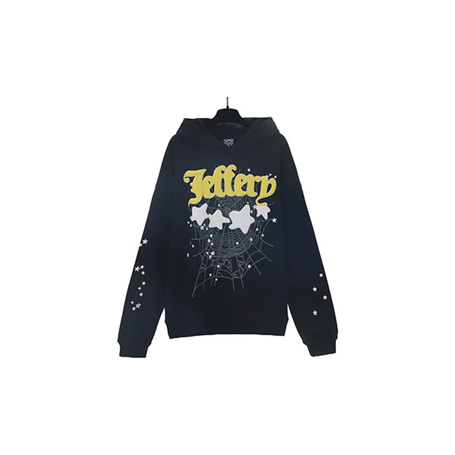Sp5der Black and Yellow Star Hoodie 3